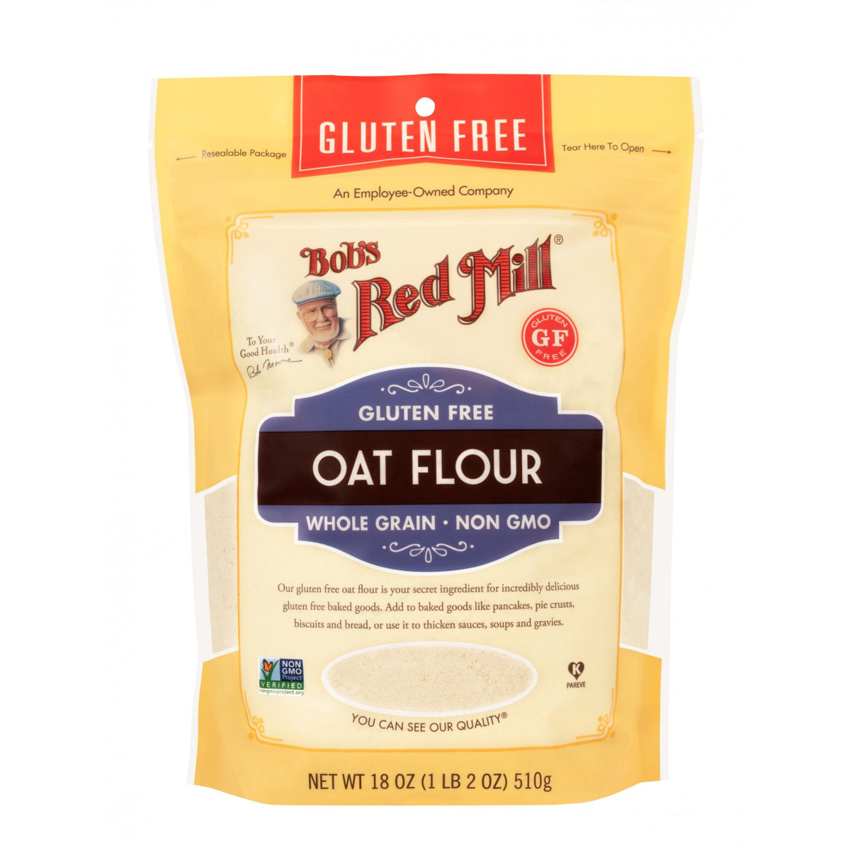 Bobs Red Mill Oat Flour Whole Grain Gluten Free 510g