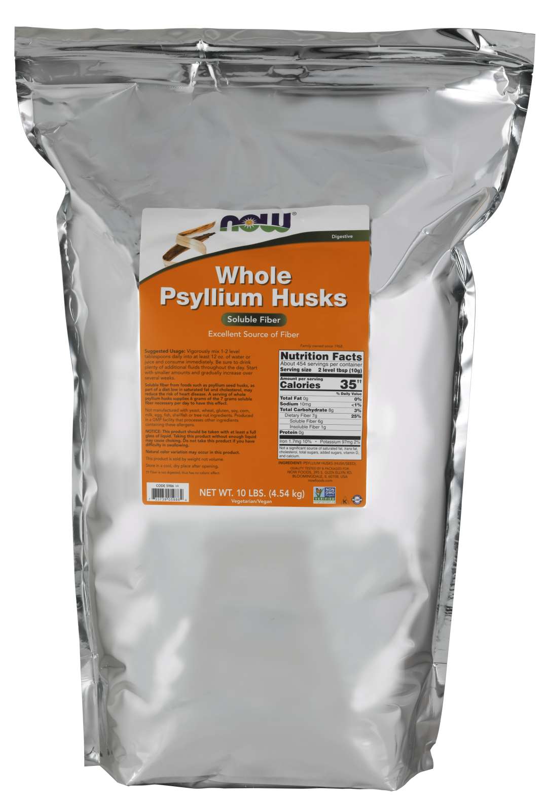 NOW Psyllium Husks Whl [bag] 454g