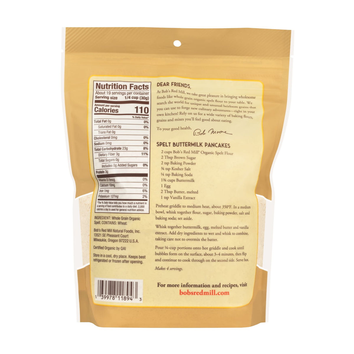 Bobs Red Mill Spelt Flour Org. 567g