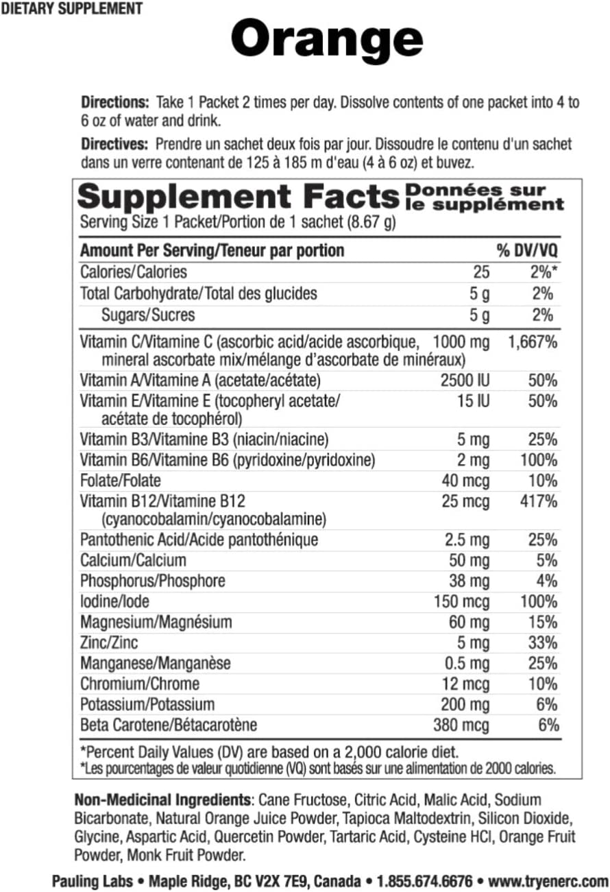 Ener C Effervescent Drink Mix Sugar Free Orange