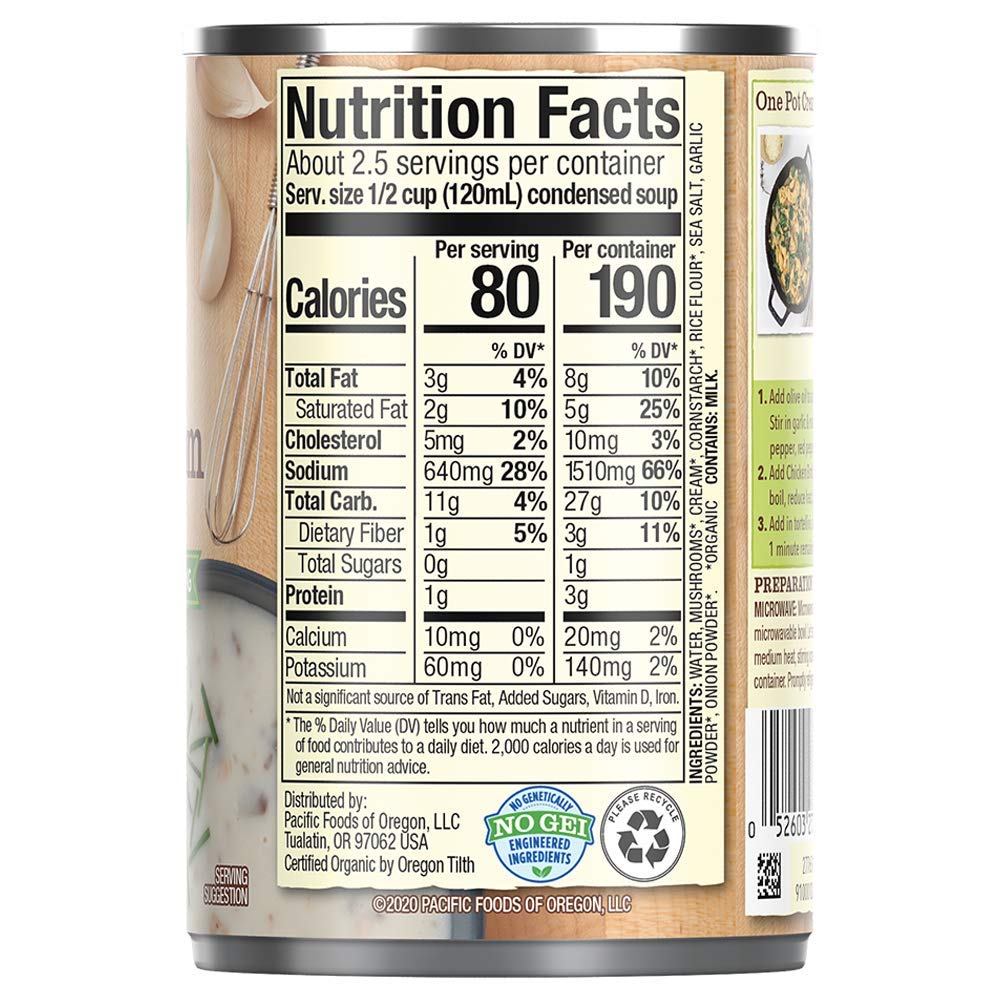 Pacific Foods Cream of Mushroom Condensed Soup Org. 28
