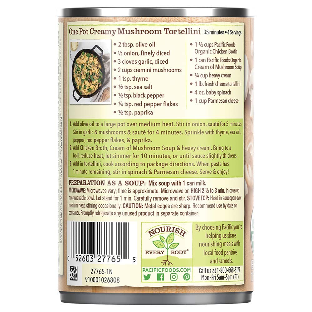 Pacific Foods Cream of Mushroom Condensed Soup Org. 28