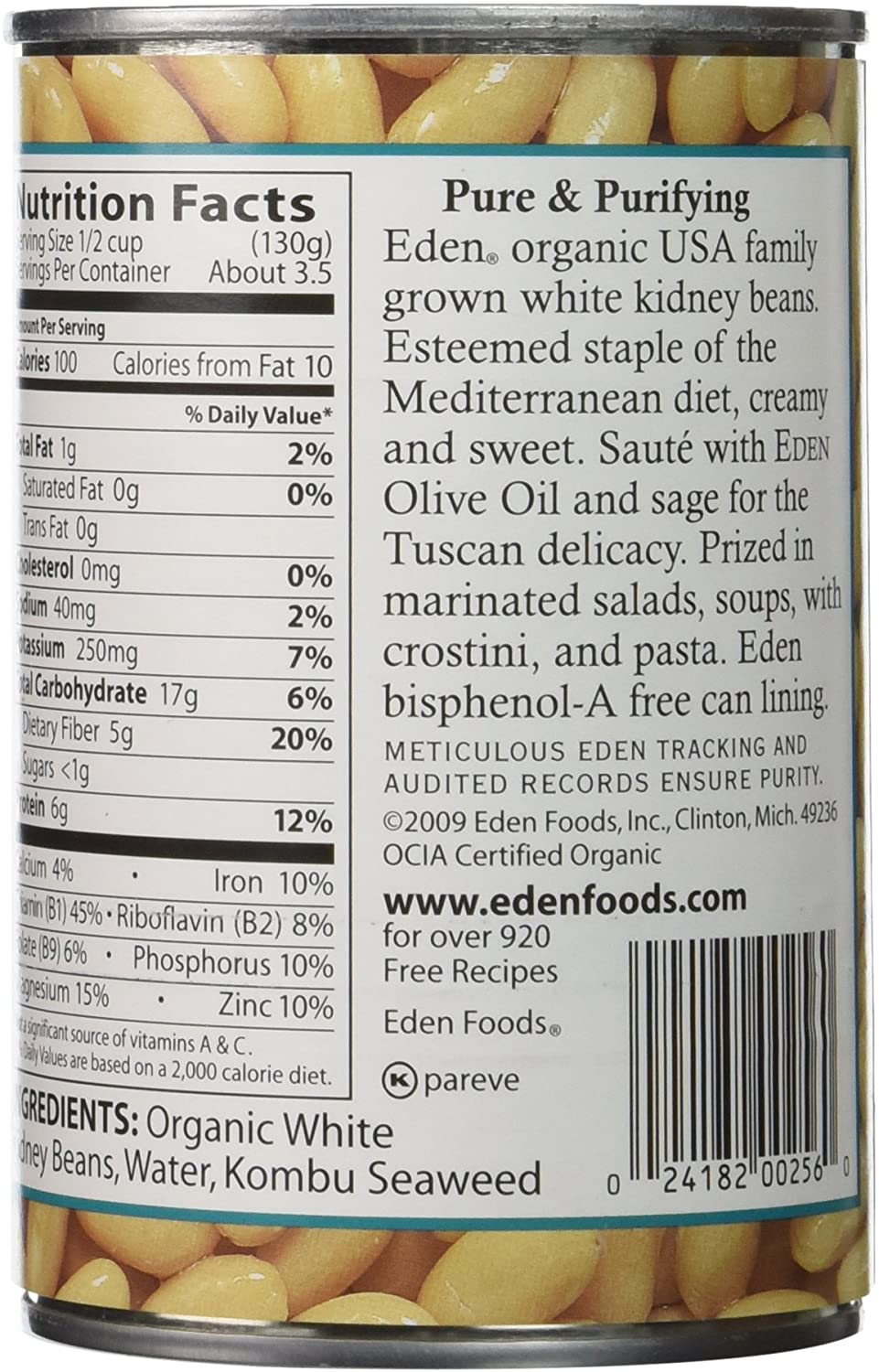 Eden Beans White Kidney [Canned] 398ml