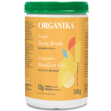 Organika Health Products Bone Broth Chicken Protein Ginger 300g