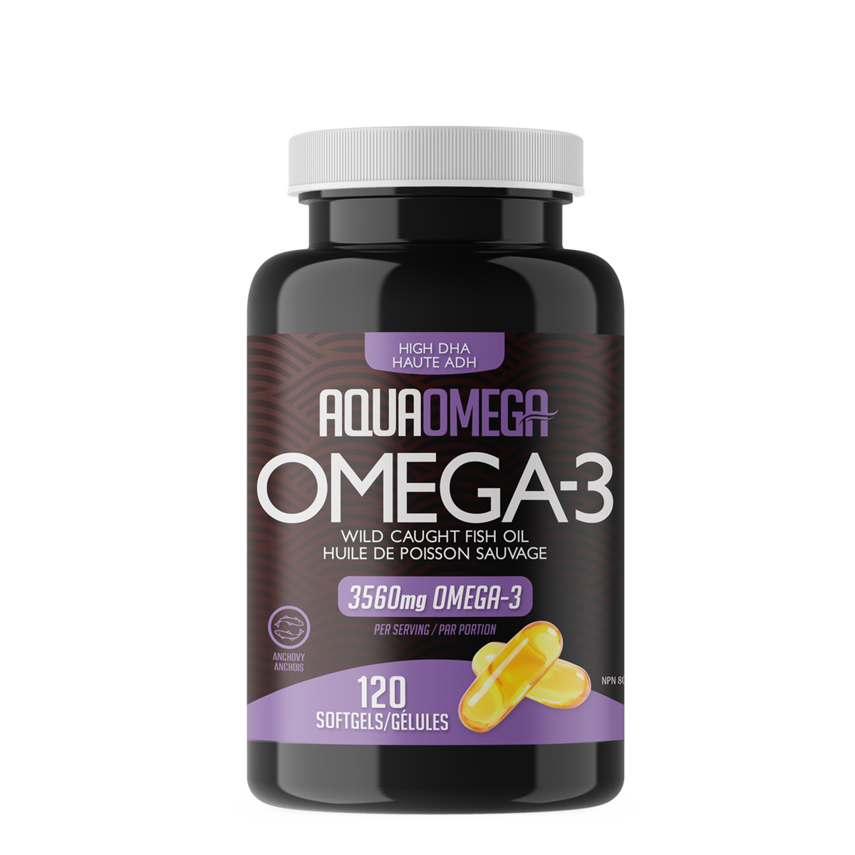 AquaOmega Omega-3 Fish Oil 1:5 High DHA 120Flavour