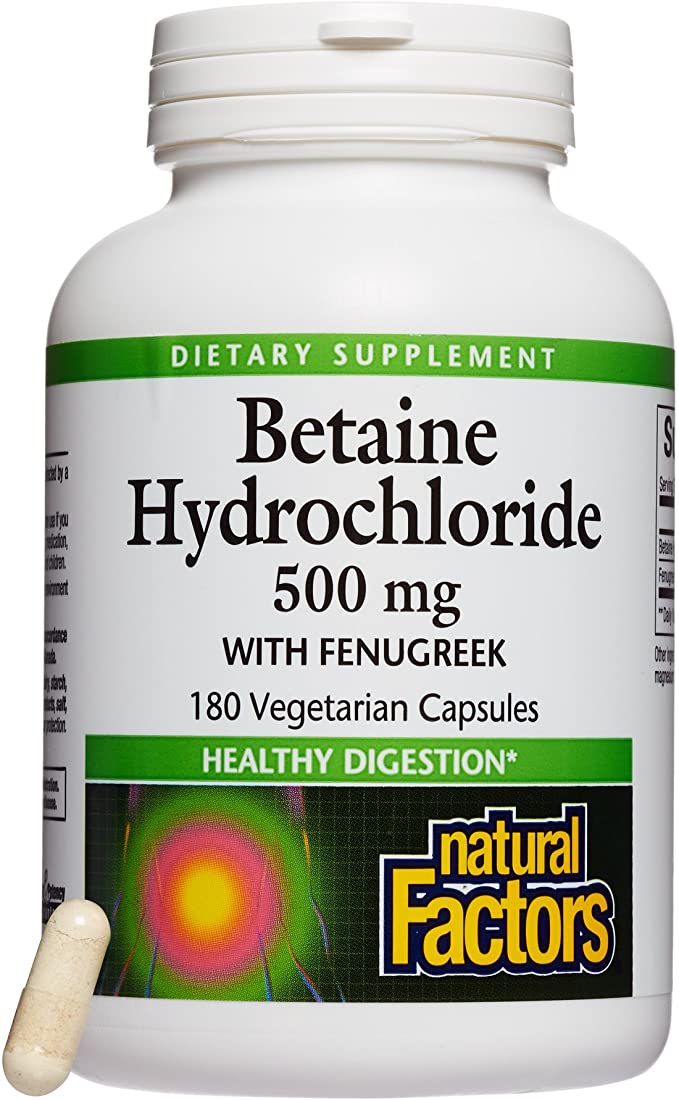 Natural Factors BETAINE HCL 500MG 180caps