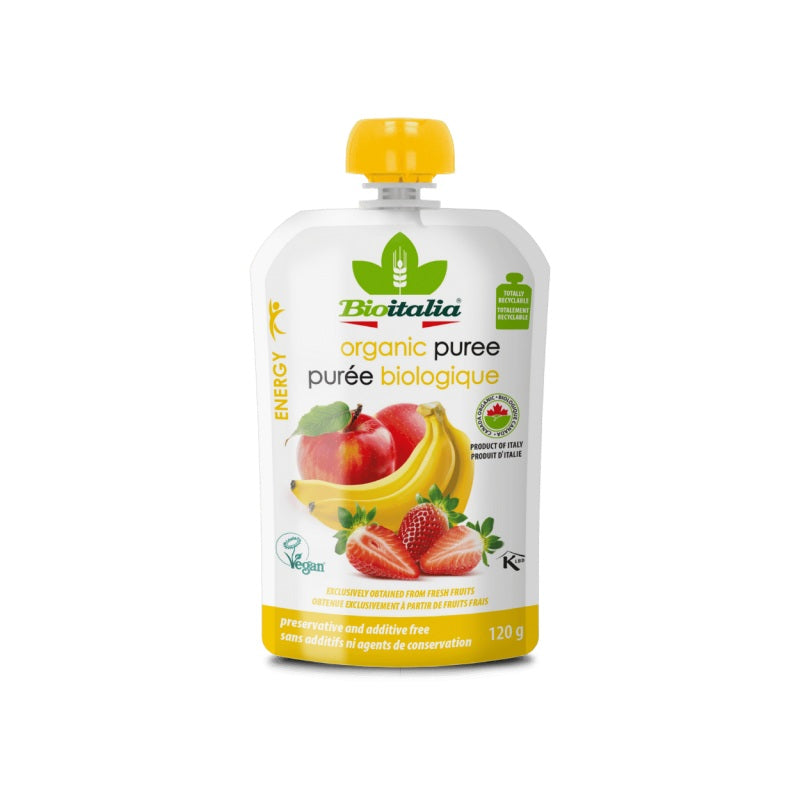 BioItalia Puree Apple Strawberry Banana 120g