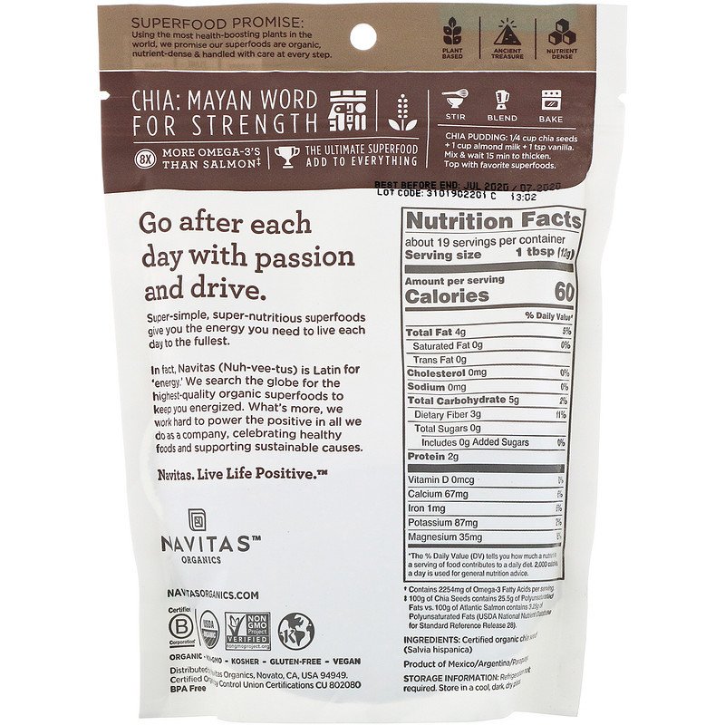 Navitas Chia Power Whole Chia Seeds 227g