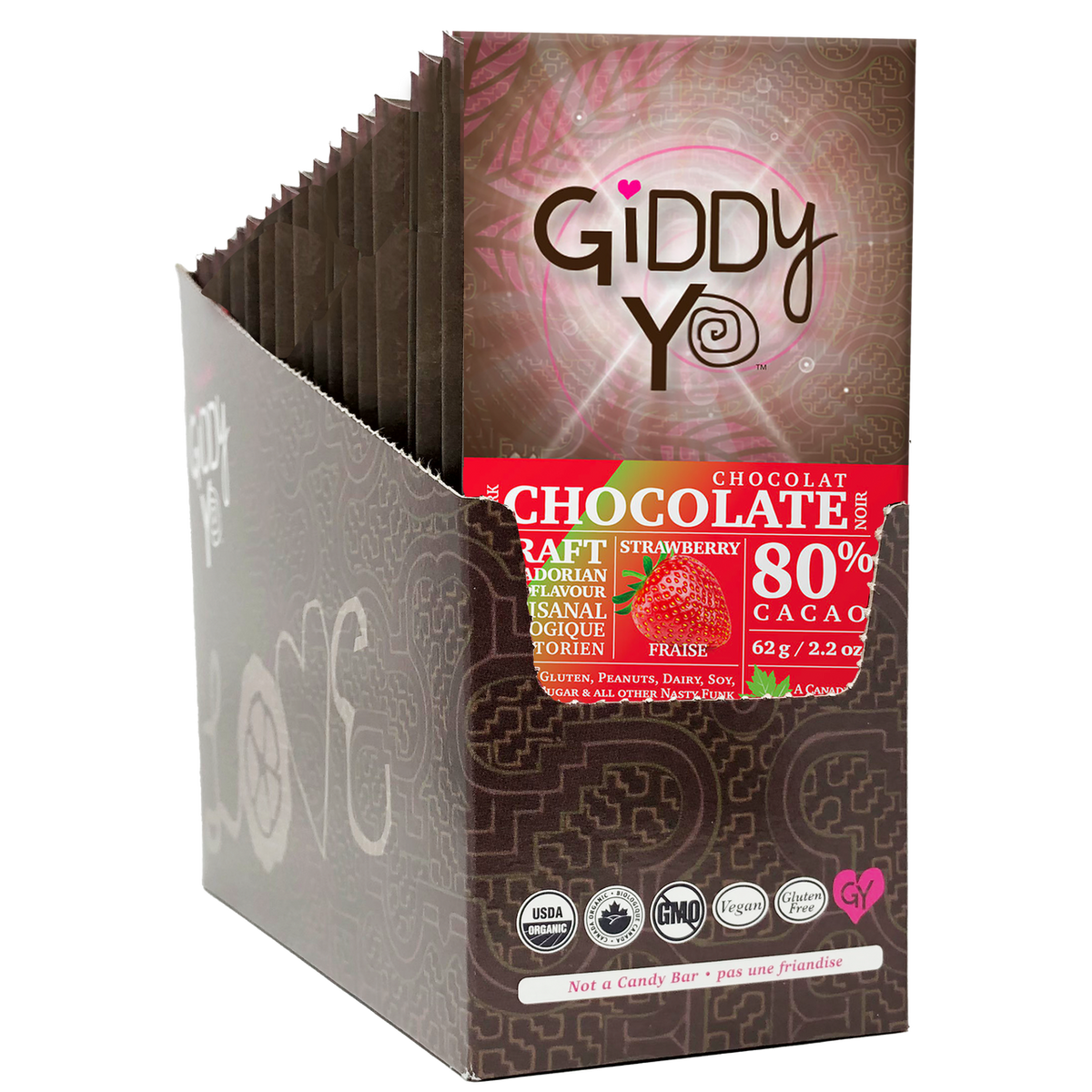 Giddy Yoyo 80% Dark Chocolate Bar Straw  62g