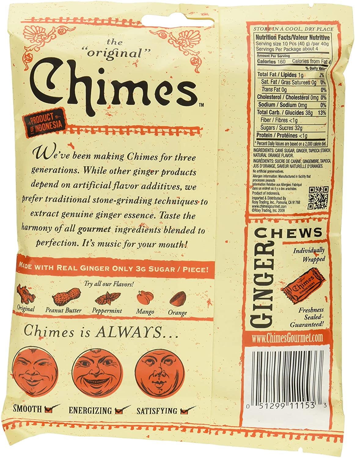 Chimes Gourmet Ginger Chews Orange 142g