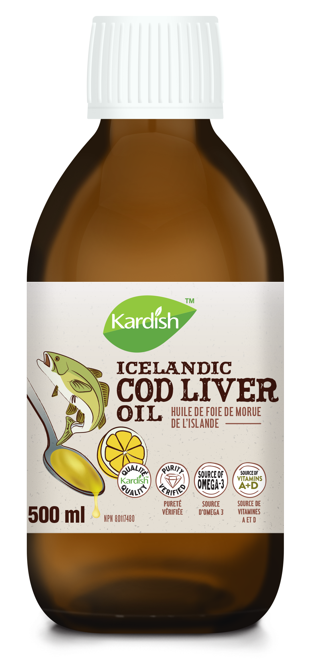 Kardish Icelandic Cod Liver Oil - Lemon 500ml