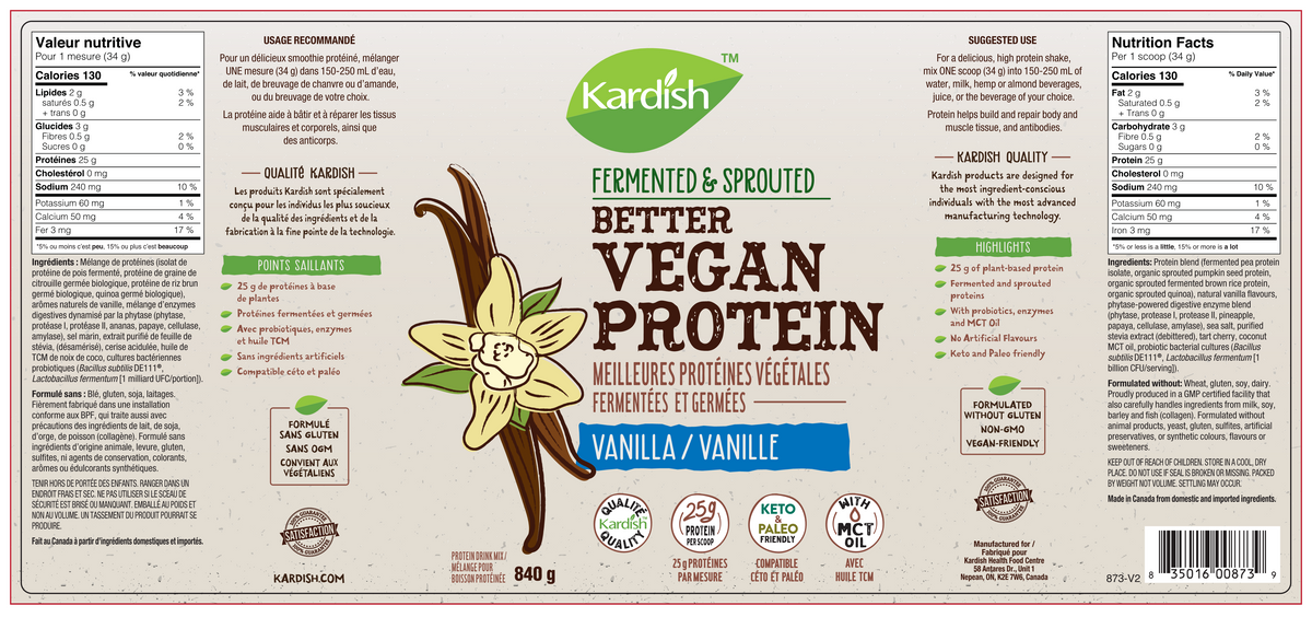 Kardish Better Vegan Protein Vanilla 840g