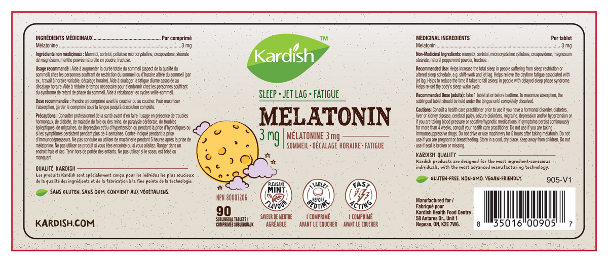 Kardish Melatonin 3 mg 90sub