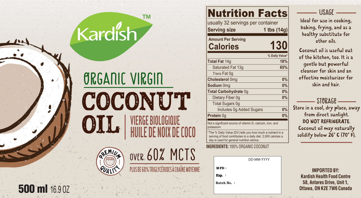 Kardish Organic Virgin Coconut Oil 500ml