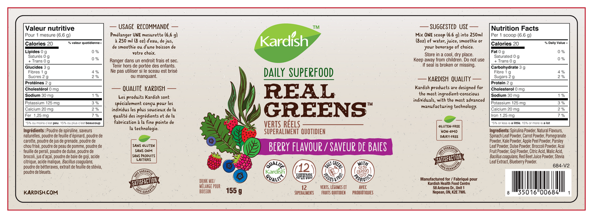 Kardish Real Greens Berry 155g