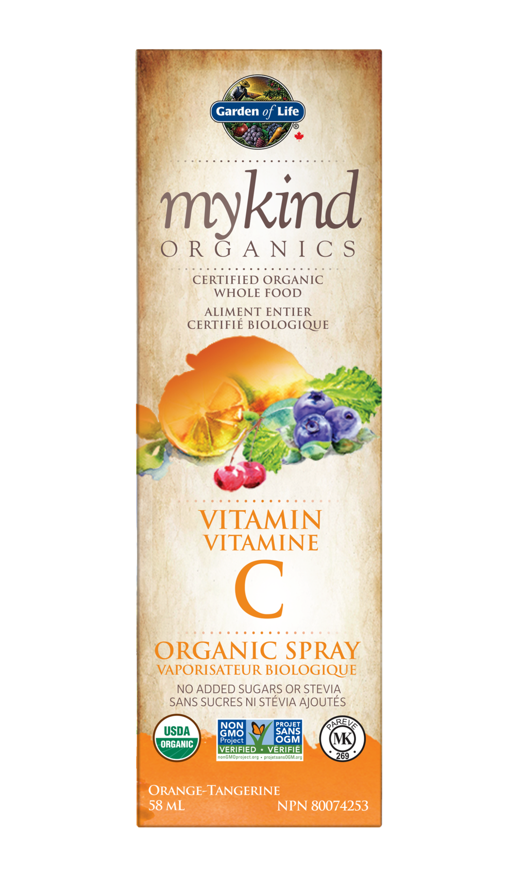 Garden of Life MyKind Vit C Spray Orange Tangerine Org.