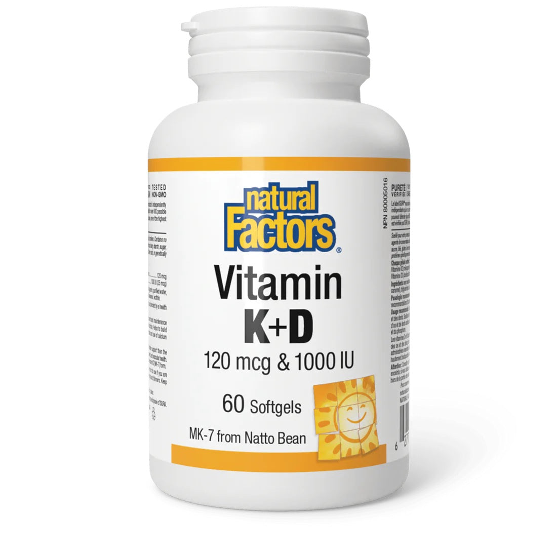 Natural Factors Vitamin K &amp; D 120mcg &amp; 1000IU 60soft gel