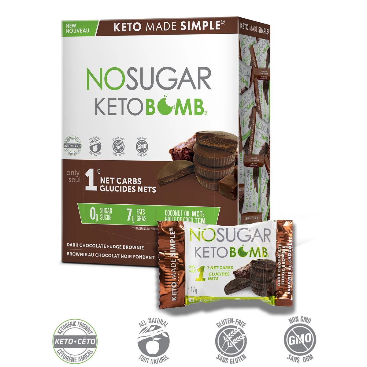 No Sugar Company Keto Bomb Dark Chocolate Fudge 17g