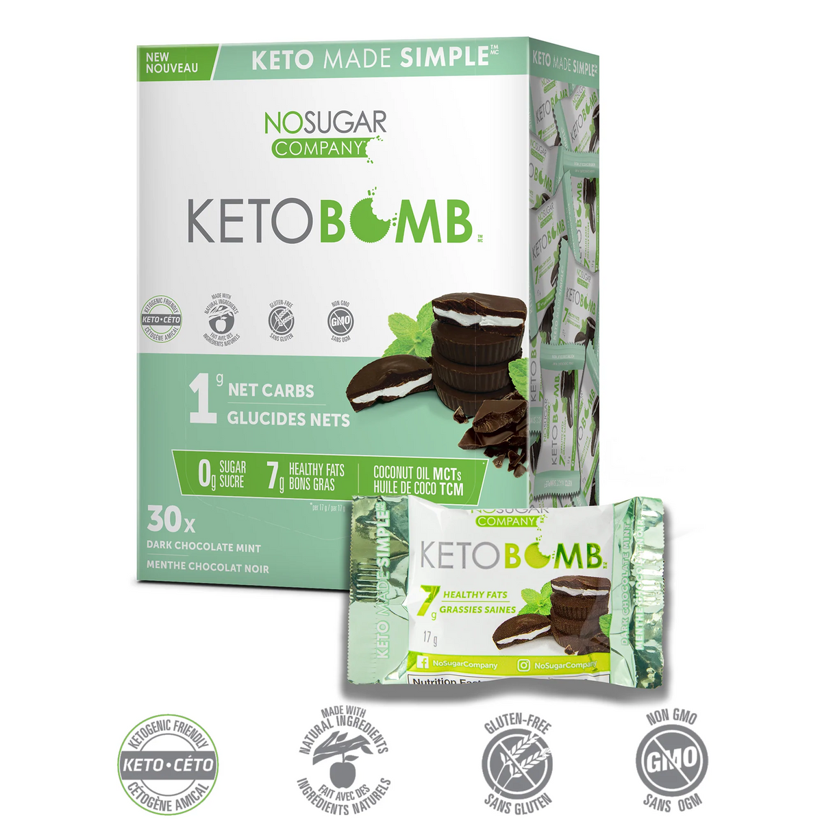 No Sugar Company Keto Bomb Chocolate Mint 17g