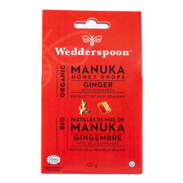 Wedderspoon Manuka Honey Drops Ginger Org. 120g