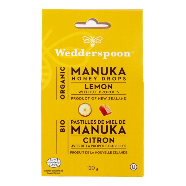 Wedderspoon Org Manuka Honey Drops Lemon 120g