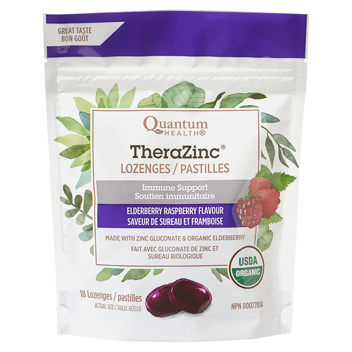 Quantum Org TheraZinc Elderberry Lozenges 18ct