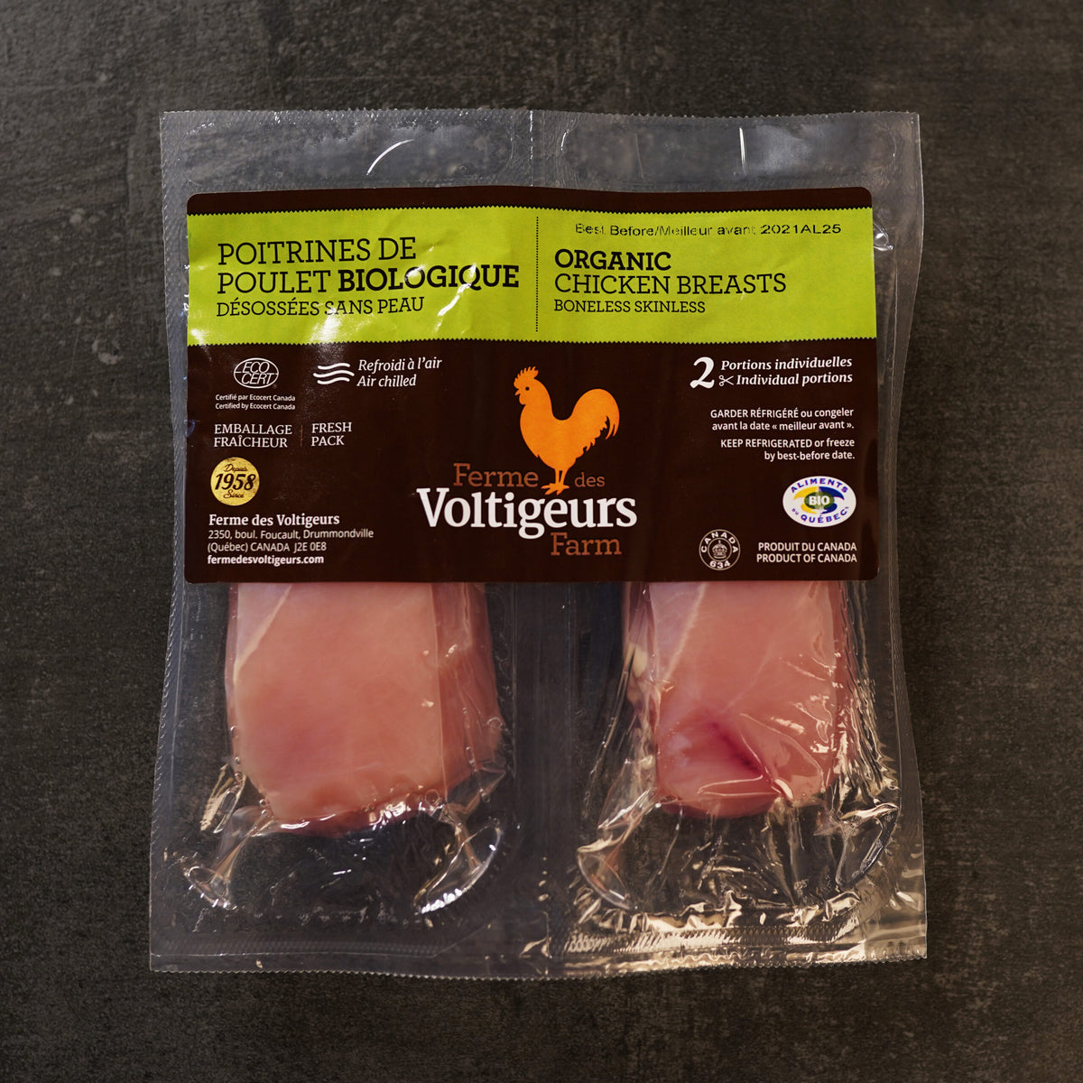 Ferme des Voltigeurs Chicken Breast Boneless Organic