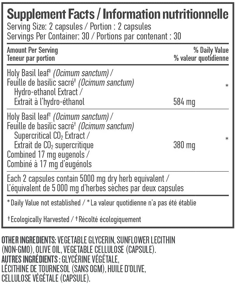 Botanica Organic Holy Basil Liquid Phytocaps 60ca