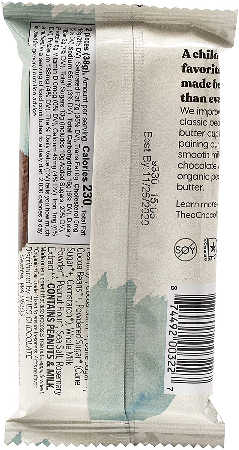Theo Peanut Butter Cups Milk Chocolate 38g