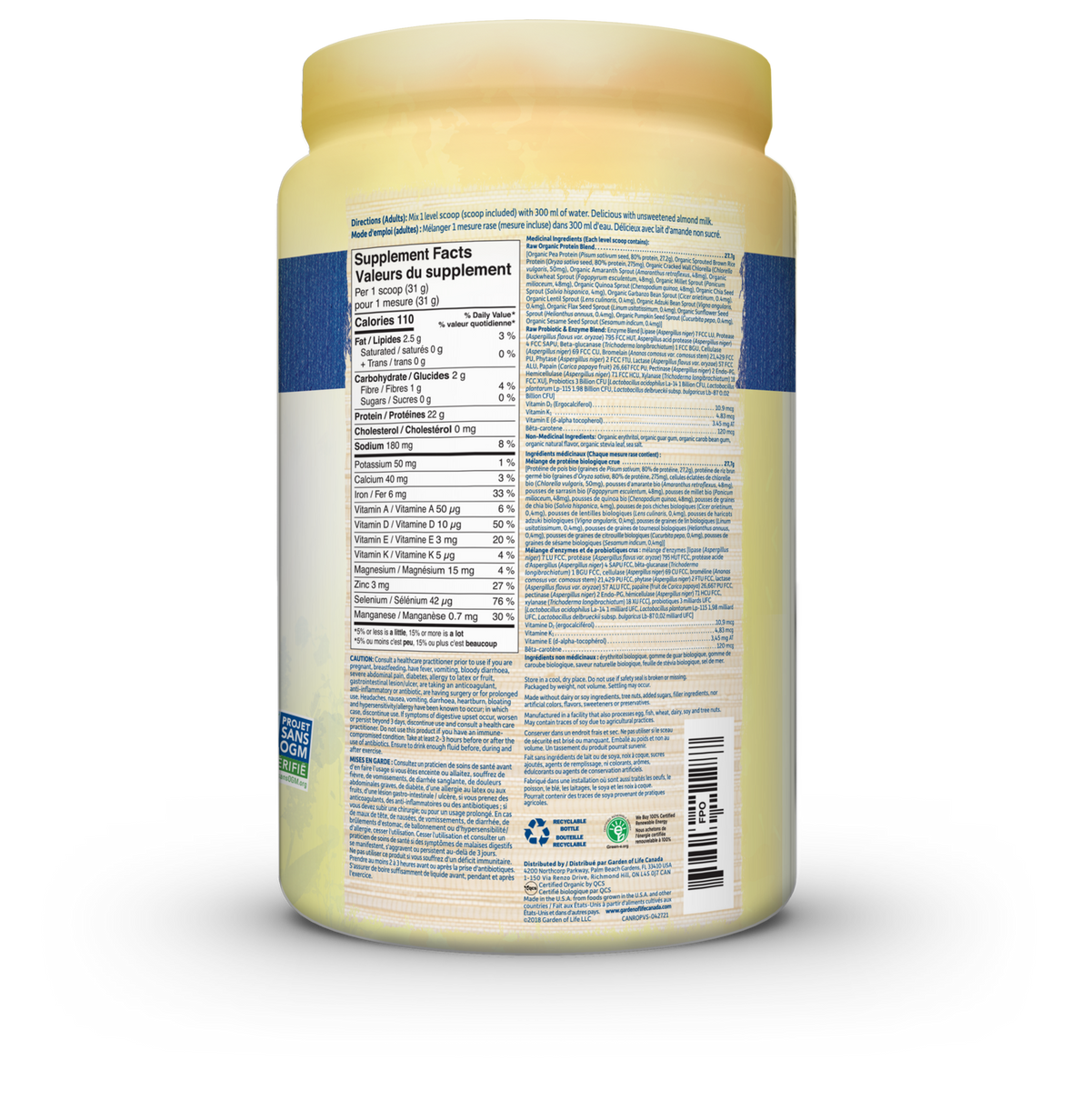 Garden of Life Raw Org. Protein Vanilla 620g