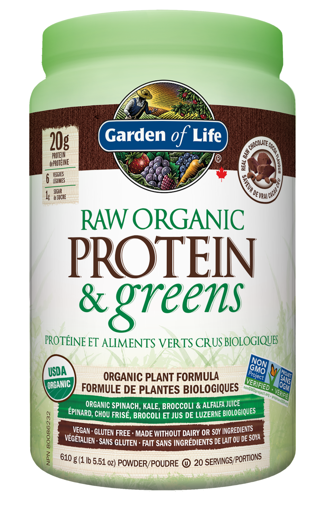 Garden of Life Raw Org Protein &amp; Greens Chocolate 610g