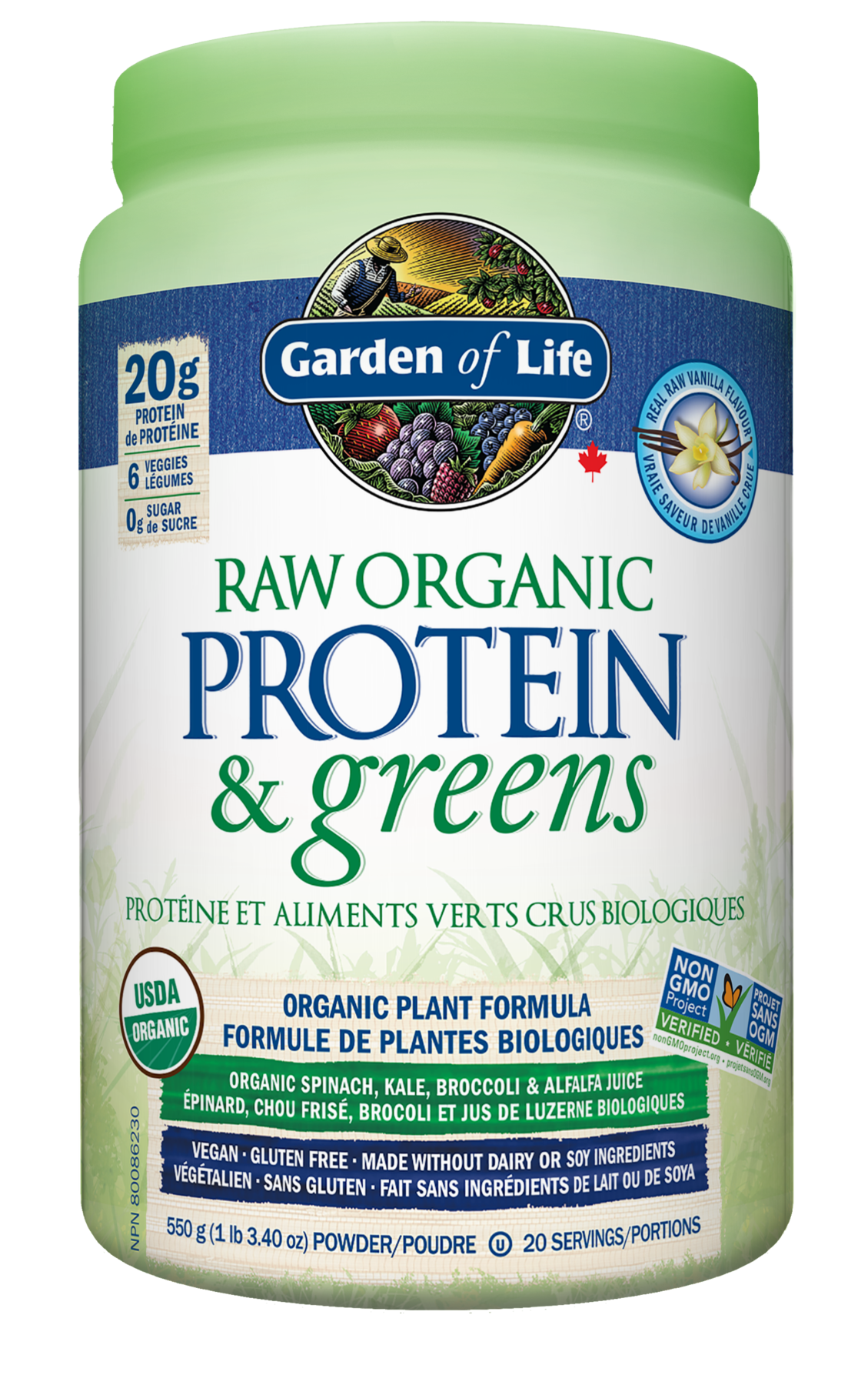 Garden of Life Raw Org Protein &amp; Greens Vanilla 550g