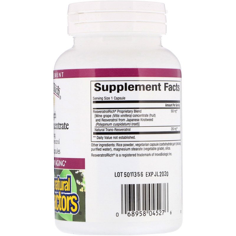 Natural Factors Resveratrol Rich Conc.500mg 60vcaps