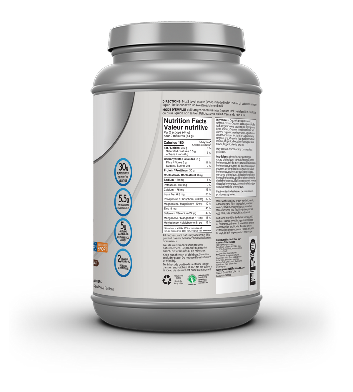 Garden of Life SPORT Org Plant Based Protein Vanilla 80