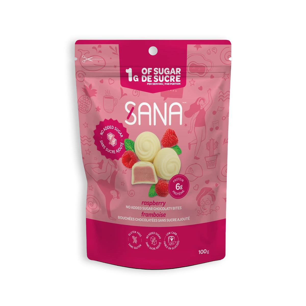 Sana White Chocolaty Raspberry 100g