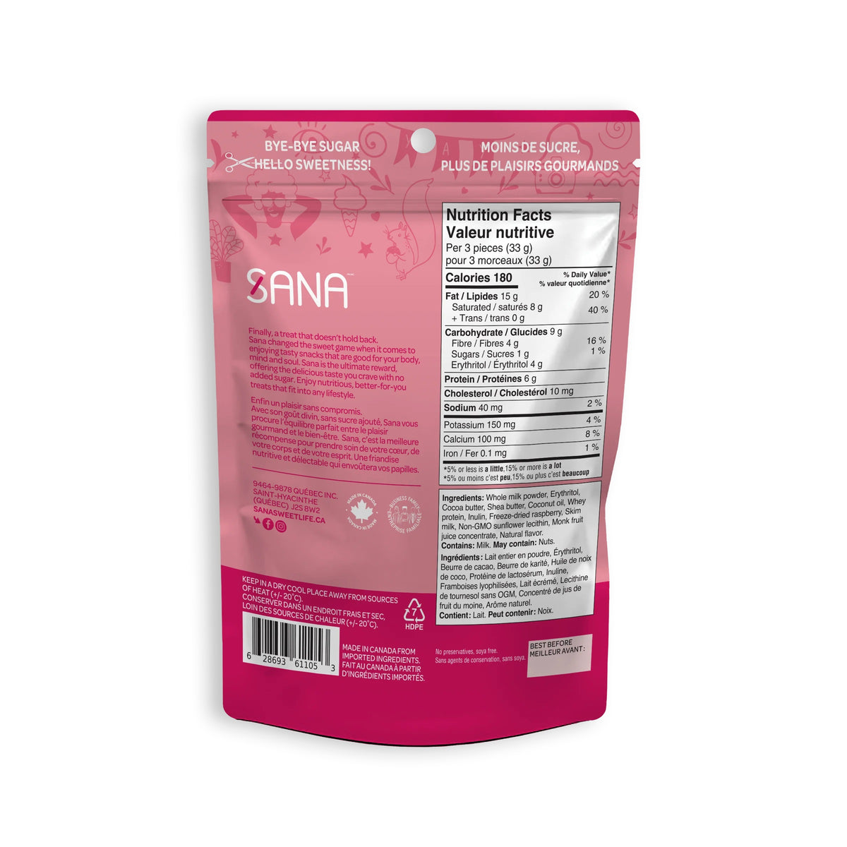 Sana White Chocolaty Raspberry 100g