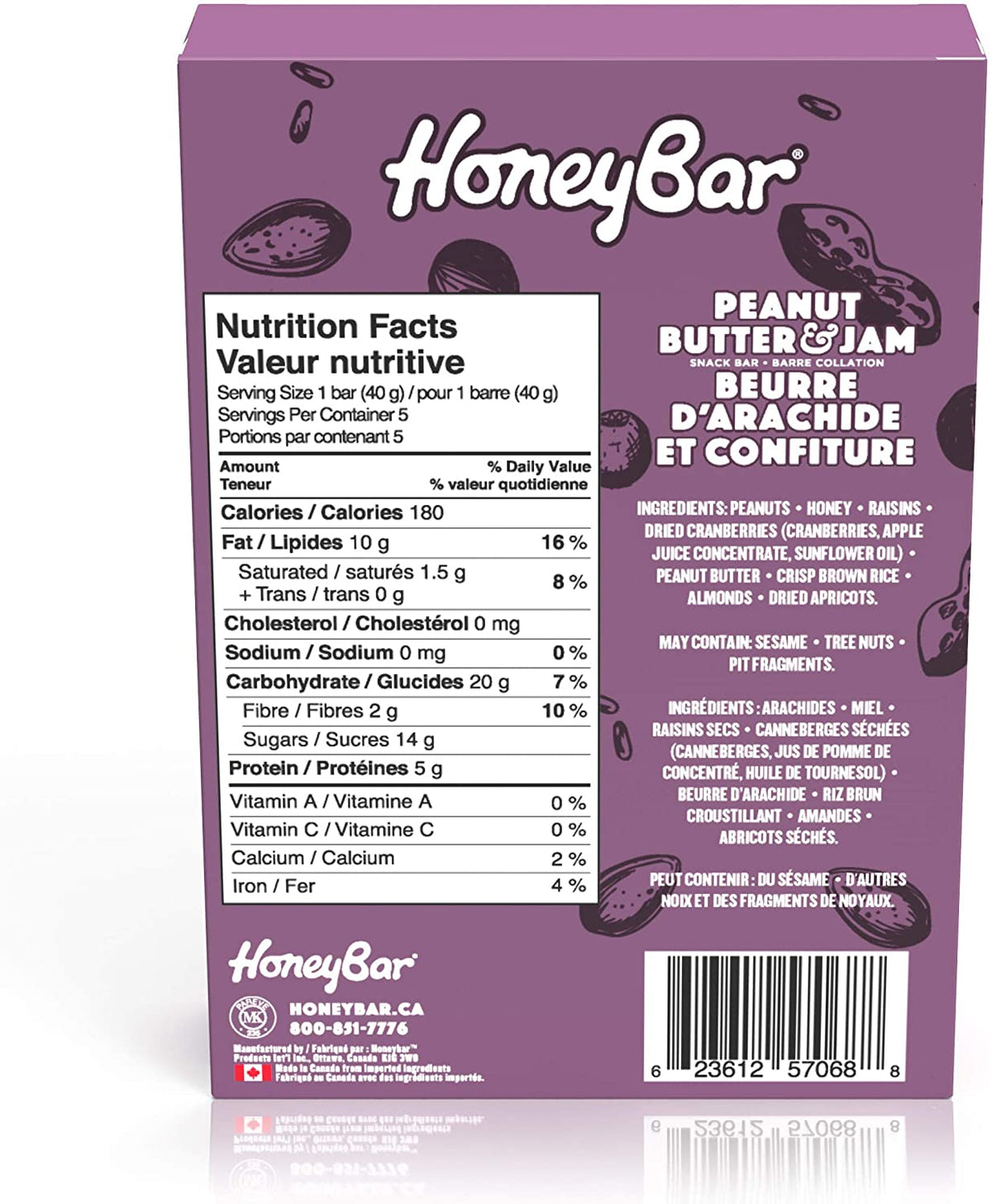 Honeybar Snackbar Peanut Butter and Jam 40g