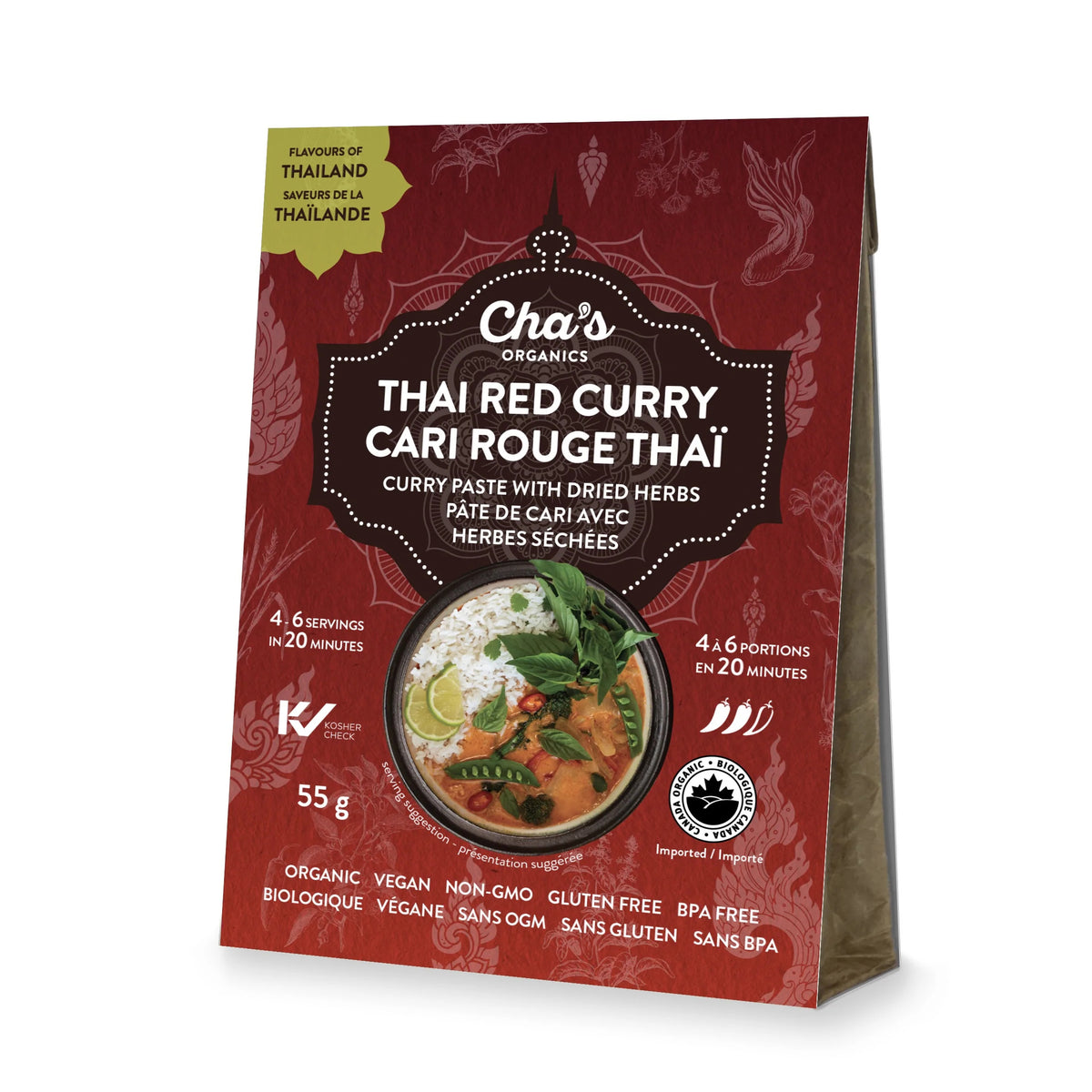 Chas Organics Thai Red Curry Paste Kit with Herbs 55g