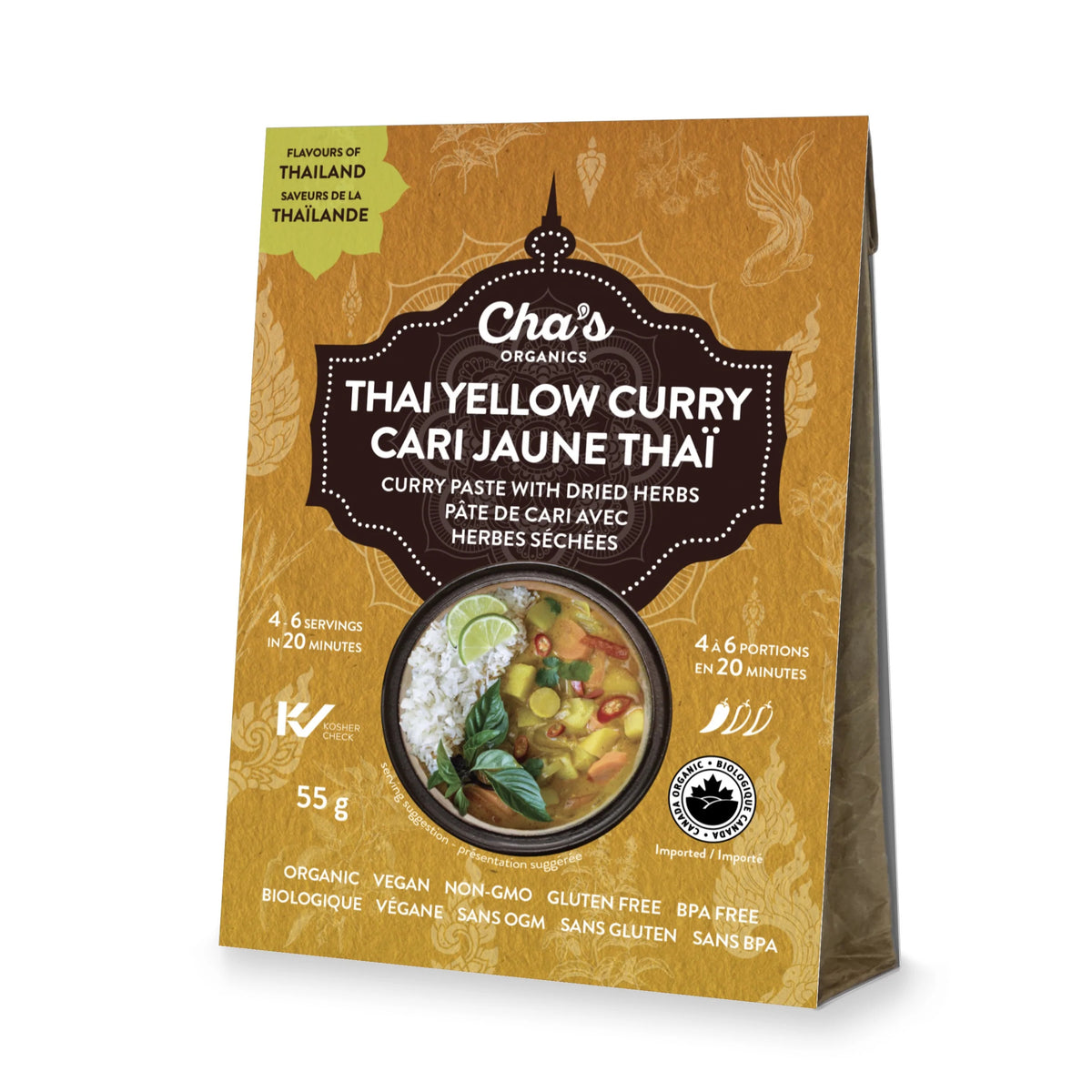 Chas Organics Thai Yellow Curry Paste Kit with Herbs 5