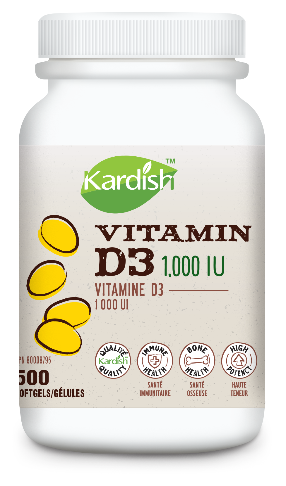 Kardish Vitamin D3 1000IU 500softgels