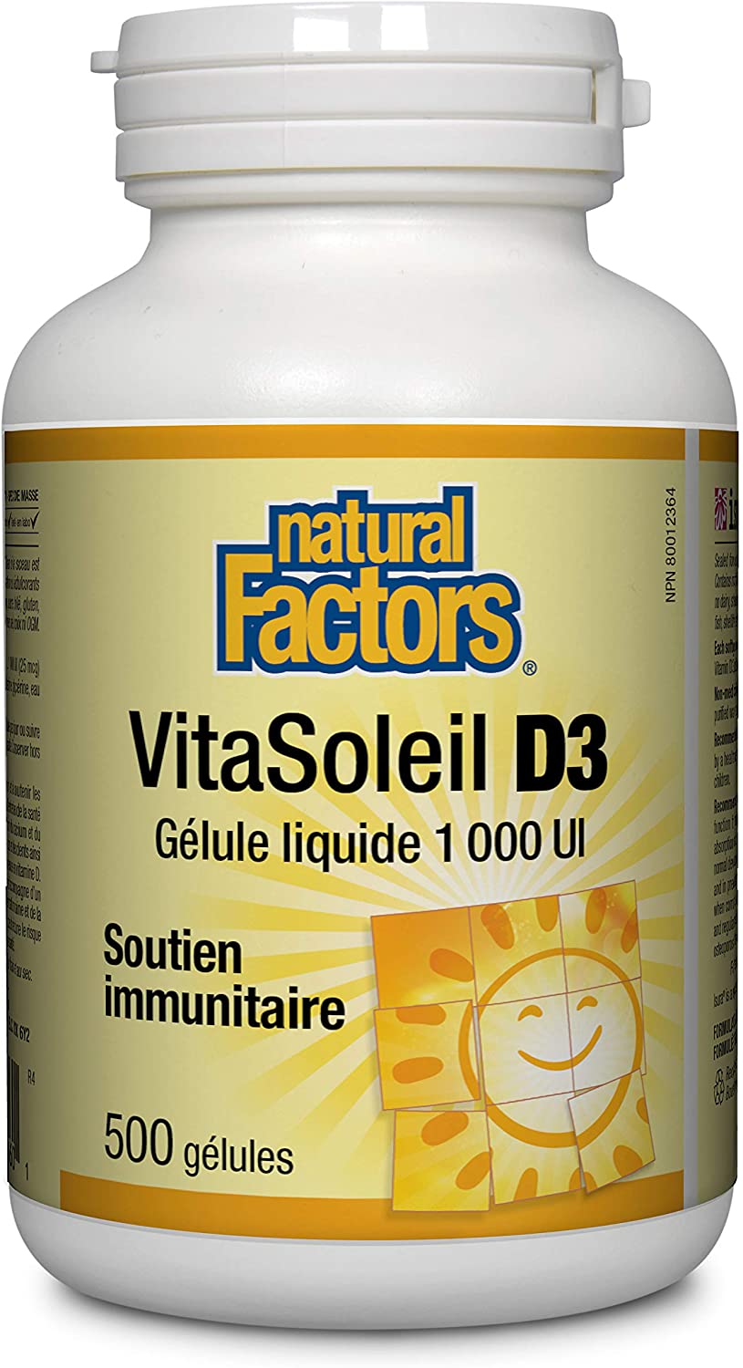 Natural Factors Vitamin D3 1 000IU 500soft gels