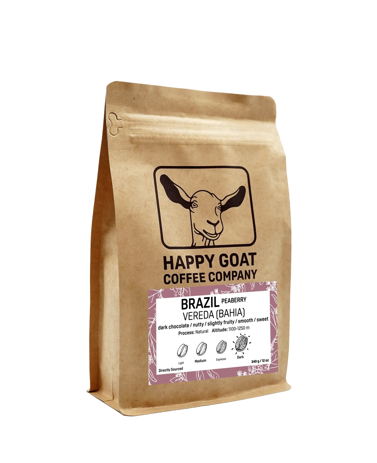 Happy Goat Brazil Peaberry Dark Roast 340g