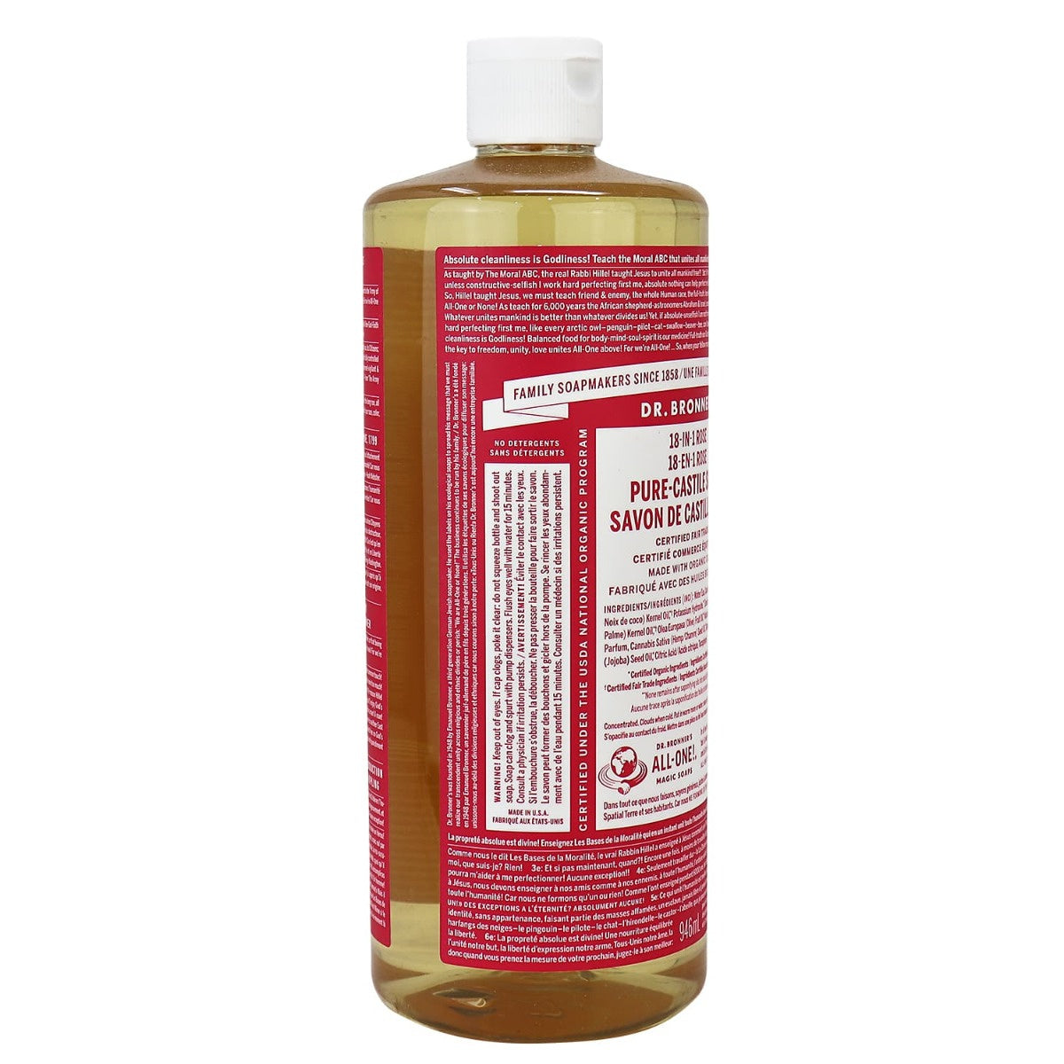 Dr Bronners Pure Castile Soap Liquid Rose Oil Org. 3