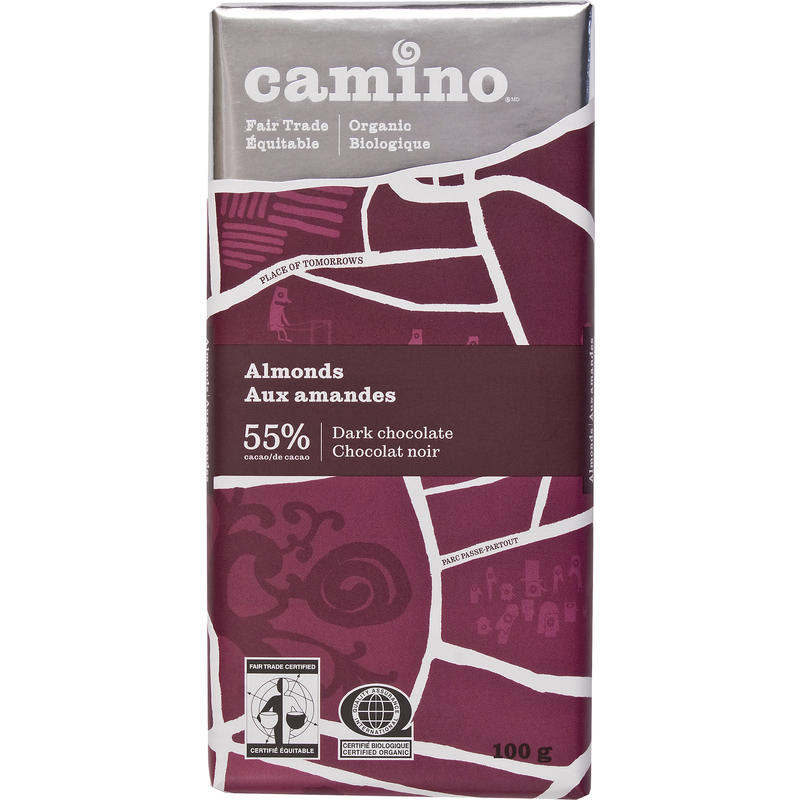 Camino Dark Chocolate Bar (Almonds 55%) 100g