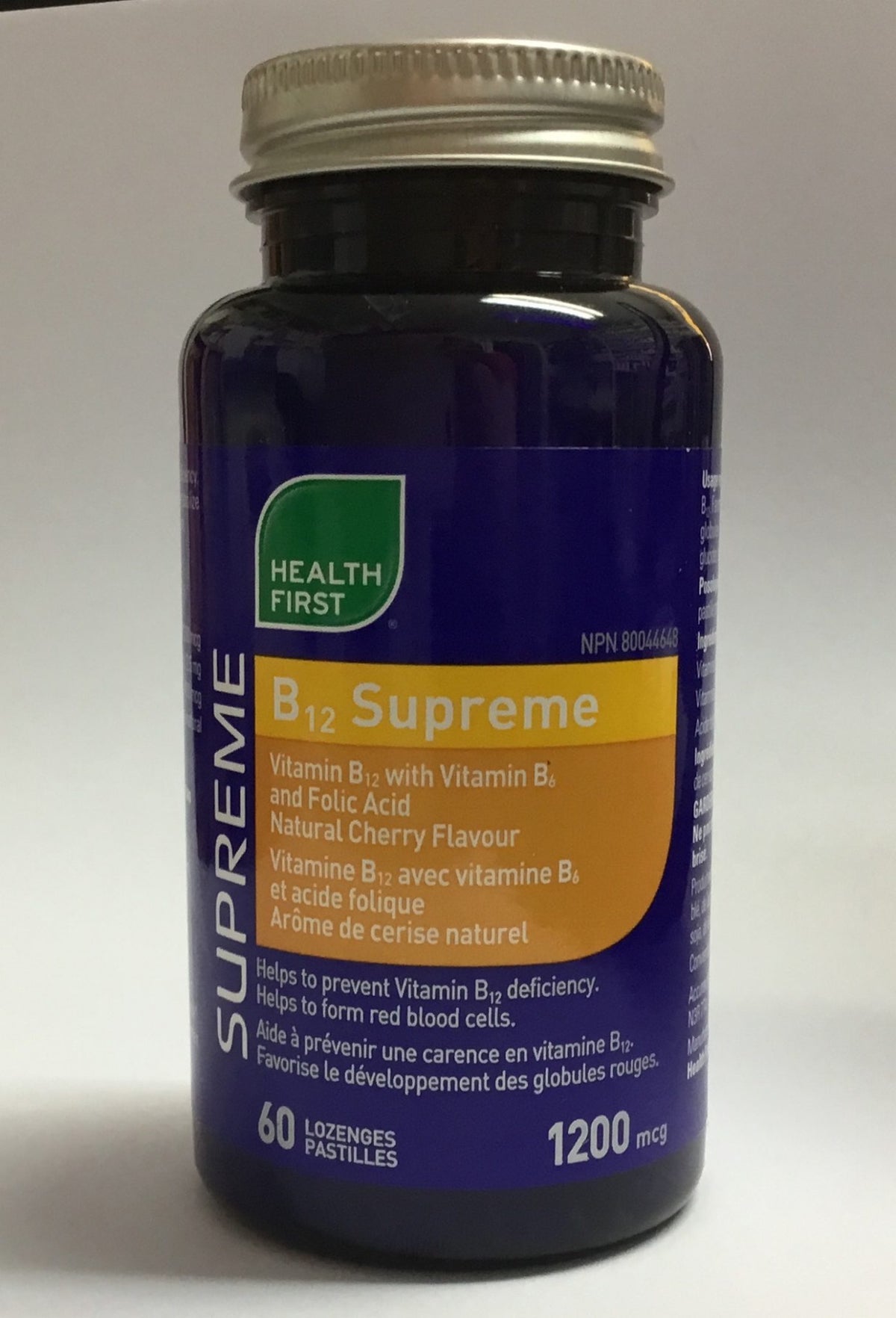 Health First  B12 Supreme 1200 mcg w/B6 &amp; Folic  60Loz